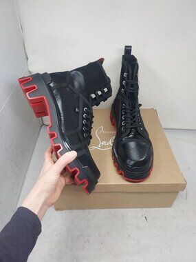 Christian Louboutin Black MENS Panaroot Dune Combat Boot